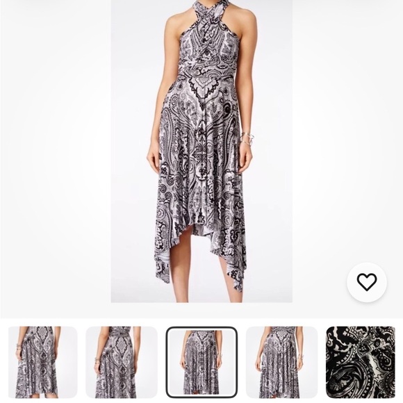 INC International Concepts Black and White Paisley High-Low Dress - Picture 2 of 12